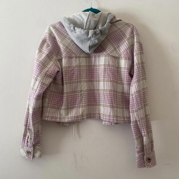 AEROPOSTALE pink cream plaid flannel jacket - Picture 5 of 5